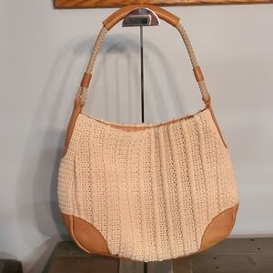 Sigrid‎ Olsen Tan and Cream Woven Women's Hobo Bag